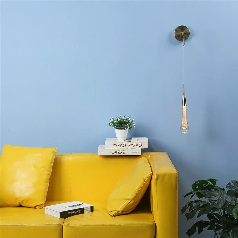 Nordic Luxury Wall Lamp Modern Living Room Wall Light Fixtures LED Droplet Shape Crystal Decorative Lighting Art Deco Flesh Lamp