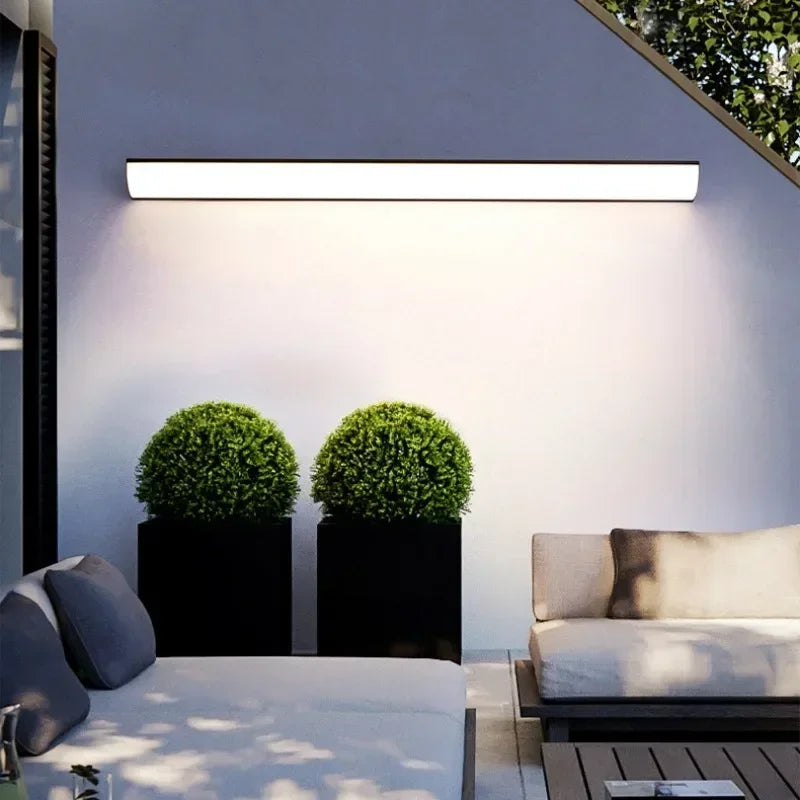 Long Strip Wall Lamp Minimalist Waterproof Outdoor LED Wall Lights Garden Villa Porch Courtyard Sconce Background Wall Light