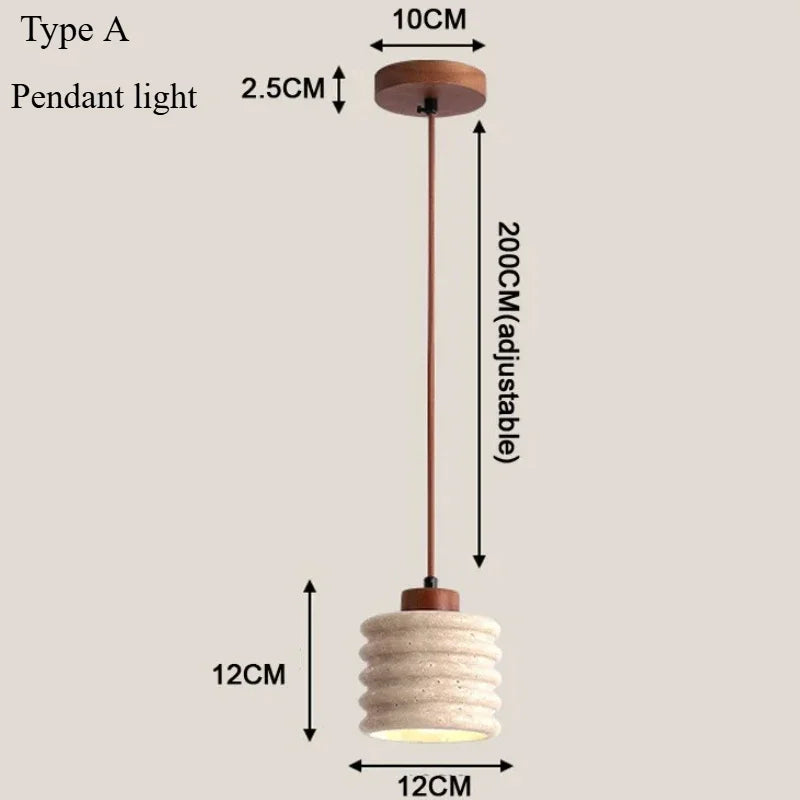 Nordic Stone & Wood Ceiling Light LED – Modern Minimalist Lamp for Bedroom, Dining & Foyer