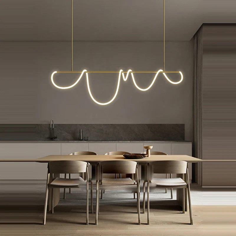 Modern Art Creative Ceiling Linear Long Strip LED Pendant Lamp,Lusters Bedroom Dining Room Indoor Home Decor Lighting Fixture