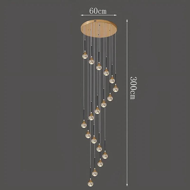 Nordic crystal lamps home decor Chandelier Glass ball living dining room Staircase Duplex indoor High-rise Ceiling Pendant light
