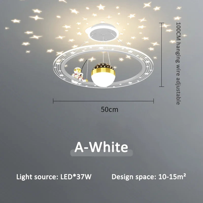 Children's Room Pendant Lamp Creative Cartoon Astronaut Starry Sky Boy Girls Bedroom Chandelier Modern Restaurant Lighting Decor