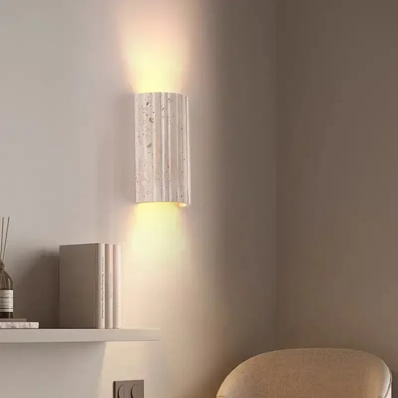 Wabi-Sabi Cave Stone Wall Light – Semi-Cylinder LED Sconce for Bedroom & Hallway