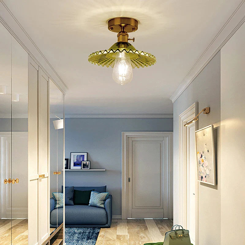 Brass glass chandelier Nordic vintage B&B bar Restaurant Bedside lamp Creative personality cafe bedroom lamp