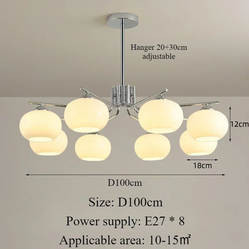 Nordic 3-Light Persimmon Pendant Light – Modern White Glass Ceiling Lamp
