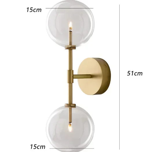 Nordic Ball Glass Wall Sconce American Retro Living Room Bedroom Wall Lamp for Home Aisle Kitchen Stairs Wall Decoration Light