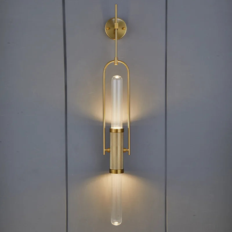 Creative Art Deco Wall Lamp Clear Glass Gold Metal G9 Bulb Home Lighting Sconce For Parlor Bedroom Aisle Stairs