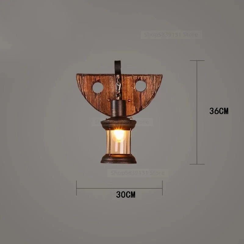Nordic Wrought Iron Wood Wall Lamps LED Retro Creative Wall Lights for Home Bar Cafe Restaurant Living Room Decoration Lighting