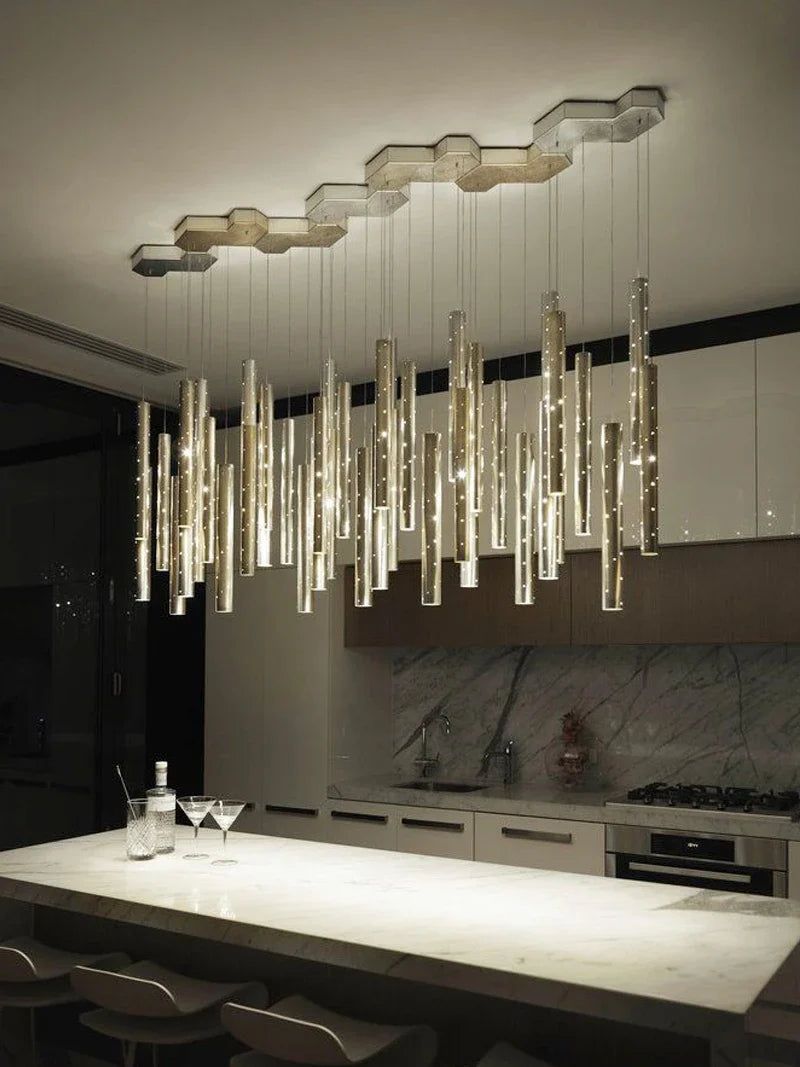 Modern Gold/Silver Cylindrical Lampshade LED Ceiling Chandelier Lighting,Living Dining Room Restaurant Combinable Decoration