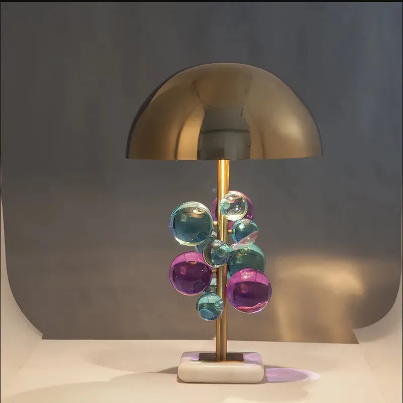 Italian Designer Mushroom Table Lamp – Colorful Glass Globe Accent Light