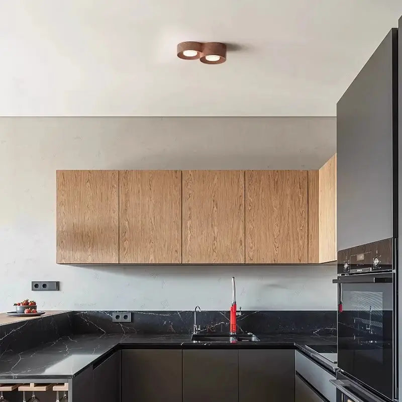 Modern Wooden Ceiling Light – Walnut Surface Mounted LED Light