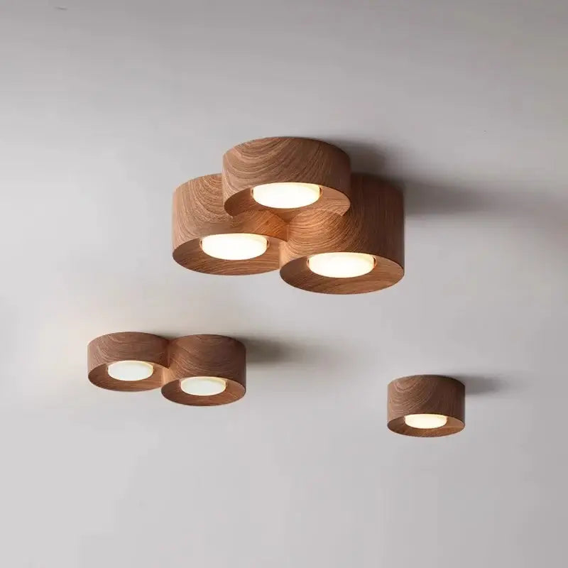 Modern Wooden Ceiling Light – Walnut Surface Mounted LED Light