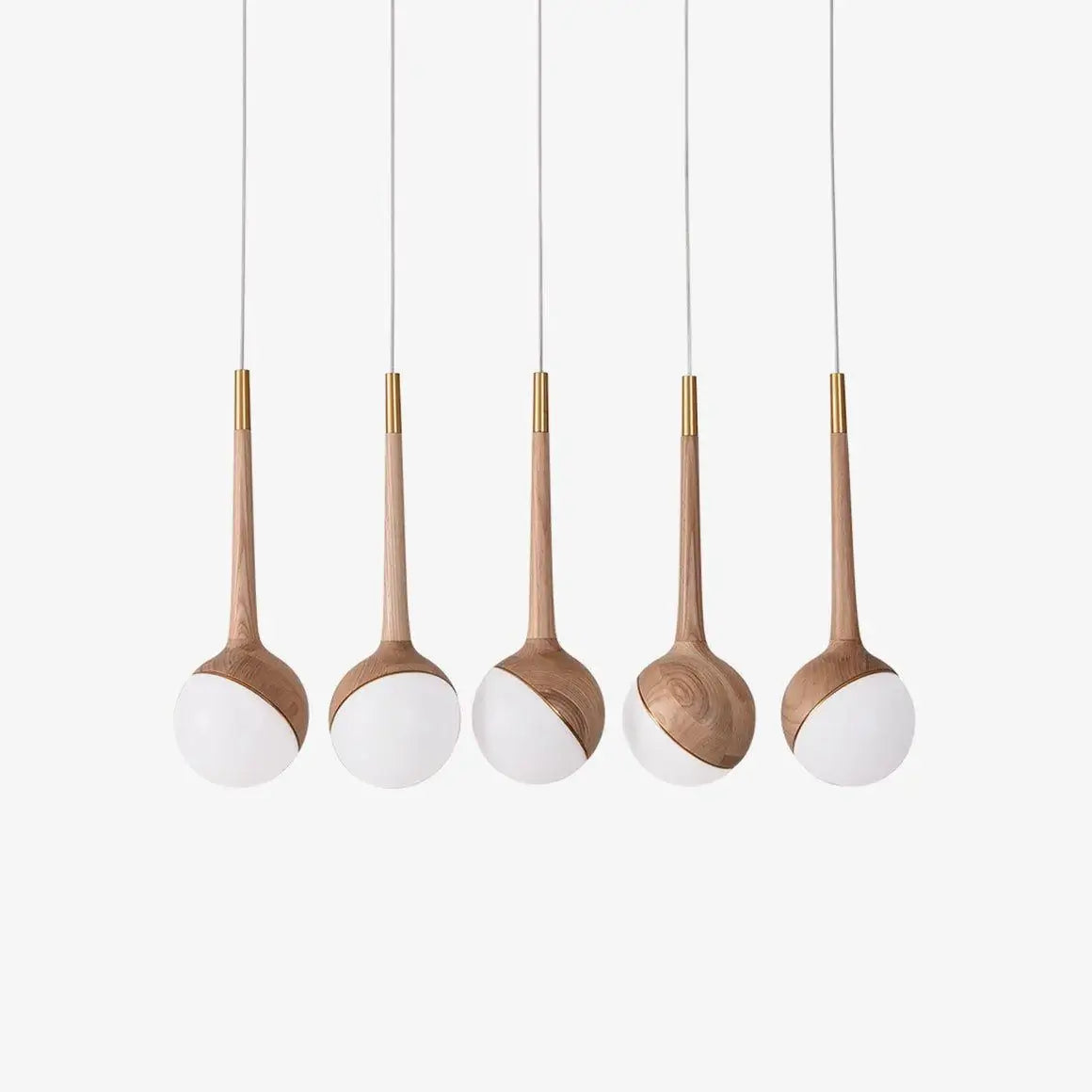 Solid Ash Wood Pendant Light – Minimalist LED Hanging Lamp