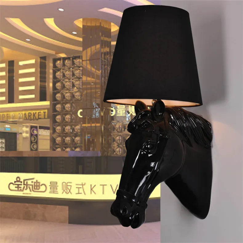 European Style Horse Lamp Wall Light Sconces Creative Home Deco Beside Lamp Living Room Lighting Fixtures Foyer Hotel Wall Light