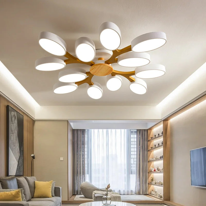 Wood chandelier Corridor Bedroom Kitchen Office Lamp leaf chandelier Lighting Living room suspension luminaire nordic style lamp