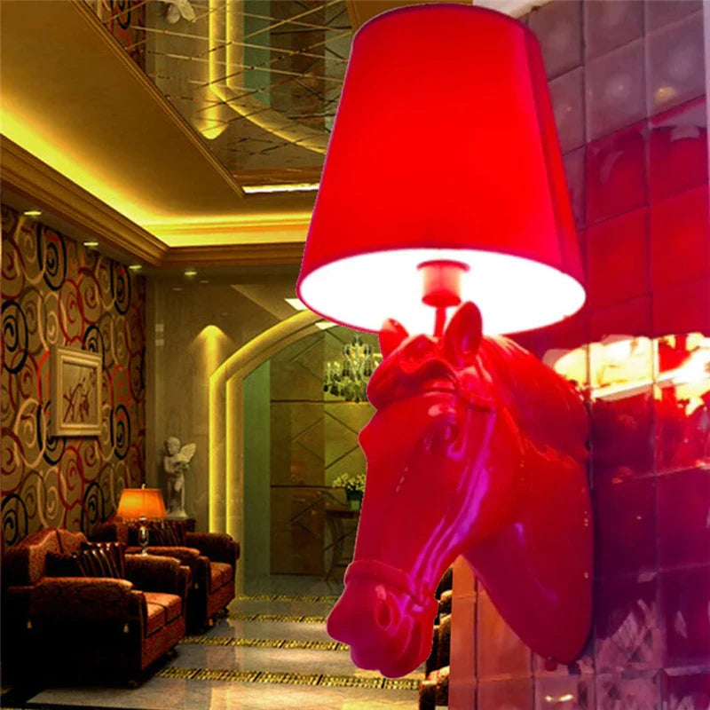 European Style Horse Lamp Wall Light Sconces Creative Home Deco Beside Lamp Living Room Lighting Fixtures Foyer Hotel Wall Light