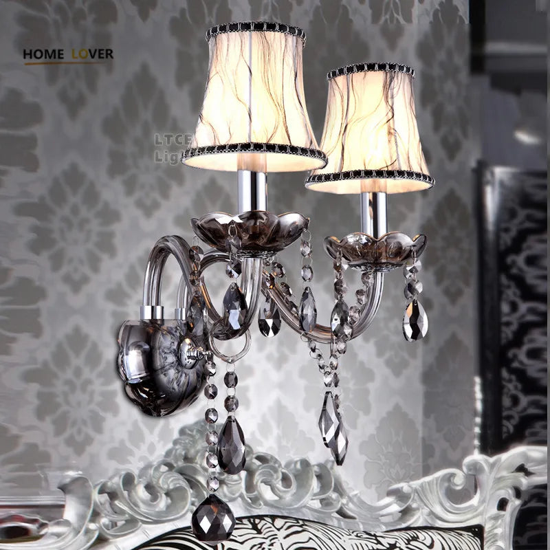 Modern K9 crystal chandeliers ceiling lights Black gray lustre crystal Living dinning room light ceiling indoor home furniture