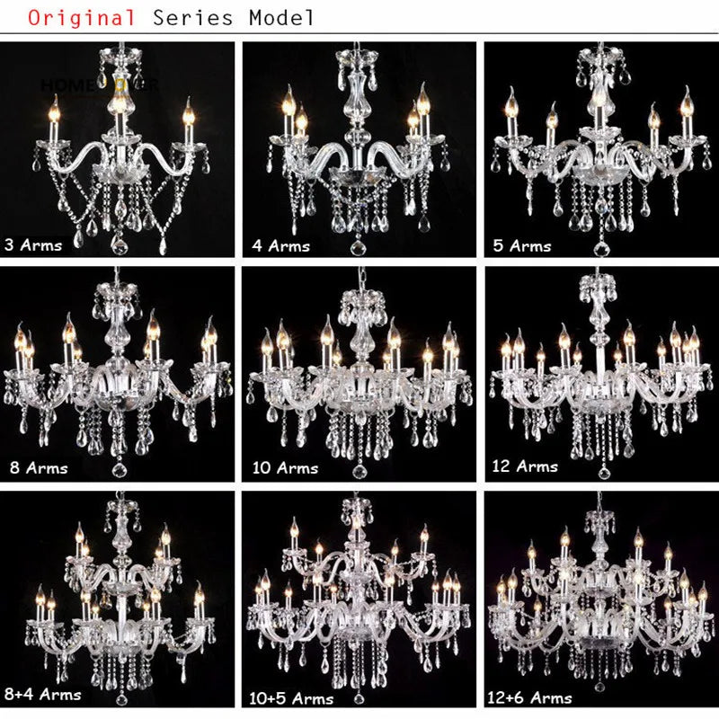 Modern k9 pendant crystal chandelier transparent crystal lustre E14 bulb home lighting Living Room Indoor light fittings ceiling