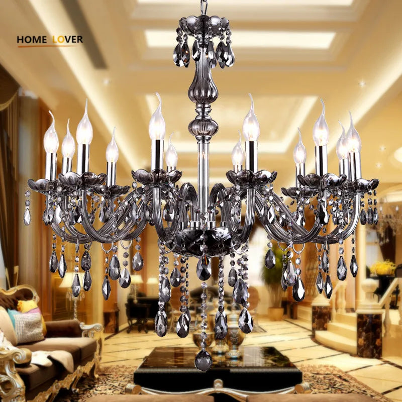Modern K9 crystal chandeliers ceiling lights Black gray lustre crystal Living dinning room light ceiling indoor home furniture