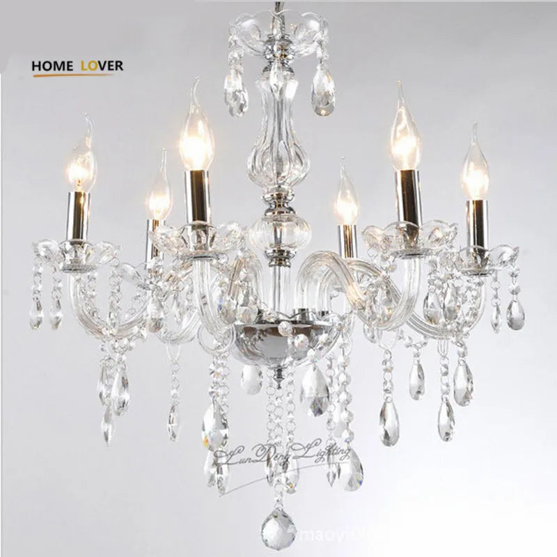 Modern k9 pendant crystal chandelier transparent crystal lustre E14 bulb home lighting Living Room Indoor light fittings ceiling