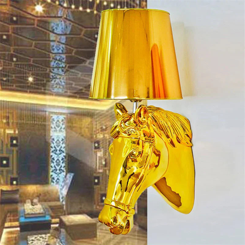 European Style Horse Lamp Wall Light Sconces Creative Home Deco Beside Lamp Living Room Lighting Fixtures Foyer Hotel Wall Light