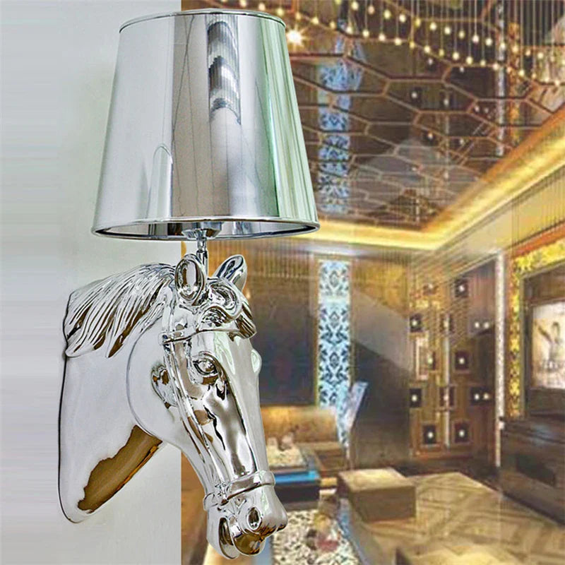 European Style Horse Lamp Wall Light Sconces Creative Home Deco Beside Lamp Living Room Lighting Fixtures Foyer Hotel Wall Light