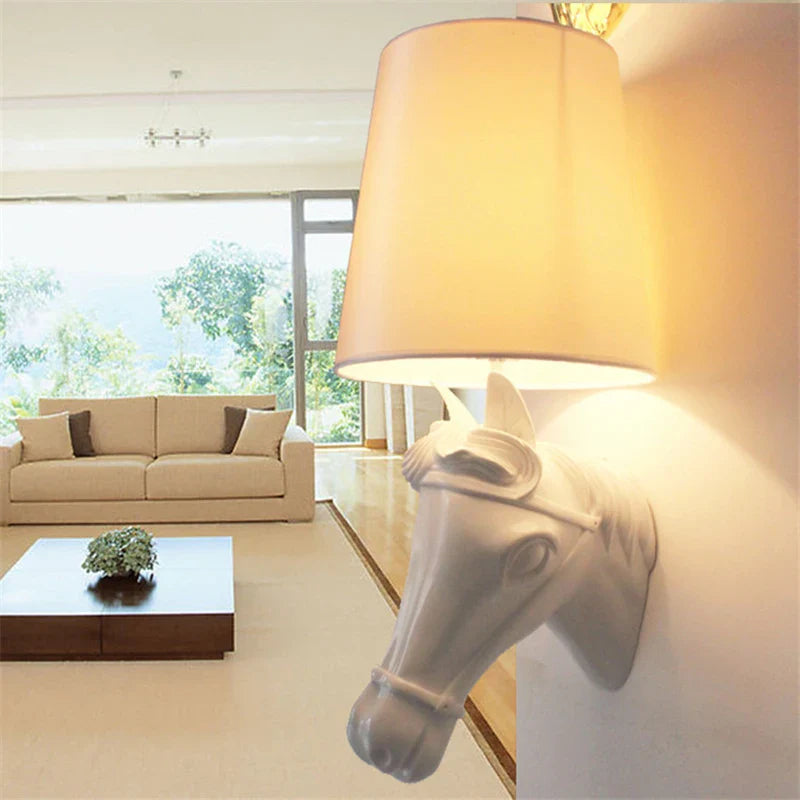 European Style Horse Lamp Wall Light Sconces Creative Home Deco Beside Lamp Living Room Lighting Fixtures Foyer Hotel Wall Light