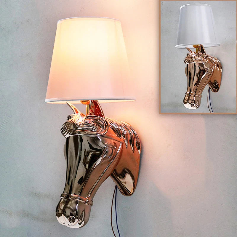 European Style Horse Lamp Wall Light Sconces Creative Home Deco Beside Lamp Living Room Lighting Fixtures Foyer Hotel Wall Light