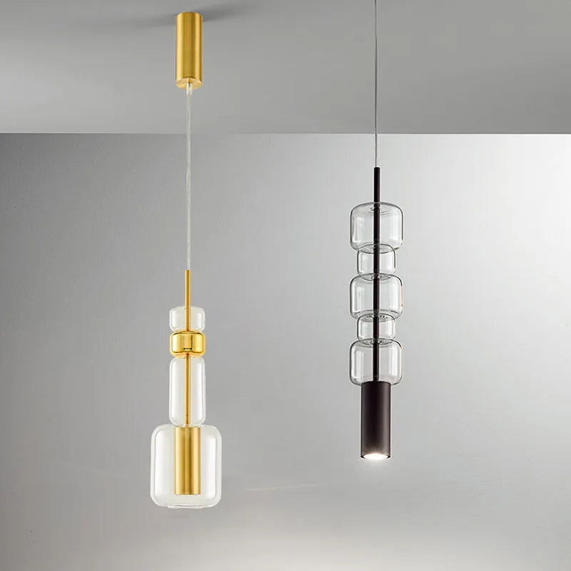 Modern Glass Cylinder Pendant Light – Minimalist LED Hanging Lamp