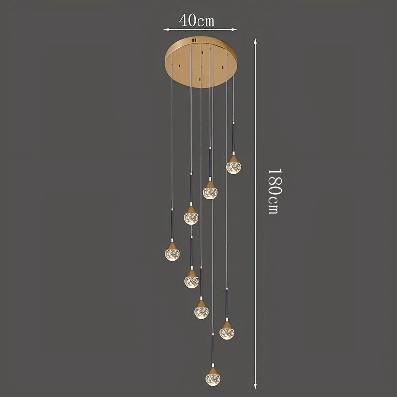 Nordic crystal lamps home decor Chandelier Glass ball living dining room Staircase Duplex indoor High-rise Ceiling Pendant light