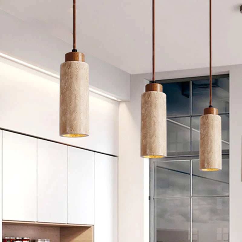 Japanese Stone Pendant Light E27 – Minimalist Nordic Hanging Lamp for Bedroom, Dining & Corridor