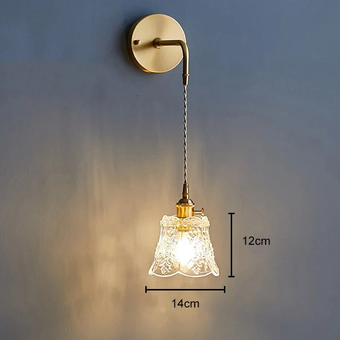 3 Styles Nordic Flower Glass Pendant Lights Bedroom Restaurant Dinning Room Pendant Lamp Vintage Glass Decoration Wall Sconces L
