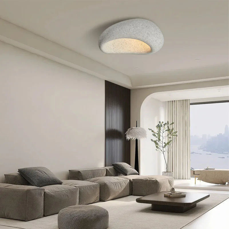 Modern Wabi-Sabi Ceiling Light – Minimalist Resin LED Flush Mount Lamp