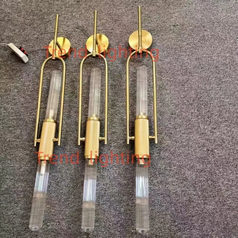Creative Art Deco Wall Lamp Clear Glass Gold Metal G9 Bulb Home Lighting Sconce For Parlor Bedroom Aisle Stairs