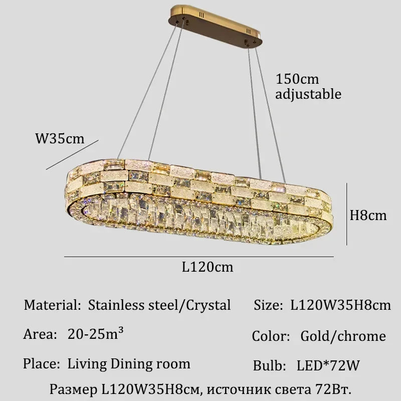2025 Designer's New Restaurant Crystal Chandelier Luxury High-end Living Room Bedroom Light Dining Desk Bar Counter Pendant Lamp