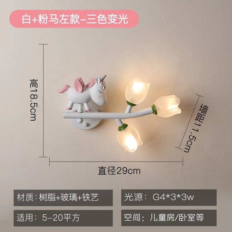 Children's Room Bedside Wall Lamp Girls' Bedroom Eye Protection Wall Light Energy-saving Modern Creative Cartoon Background Lamp