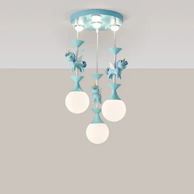 Children's Carousel LED Penadant Chandeliers for Princess Room Bedroom Living Room Hanging Lighting Decor Art Ceiling Lamps
