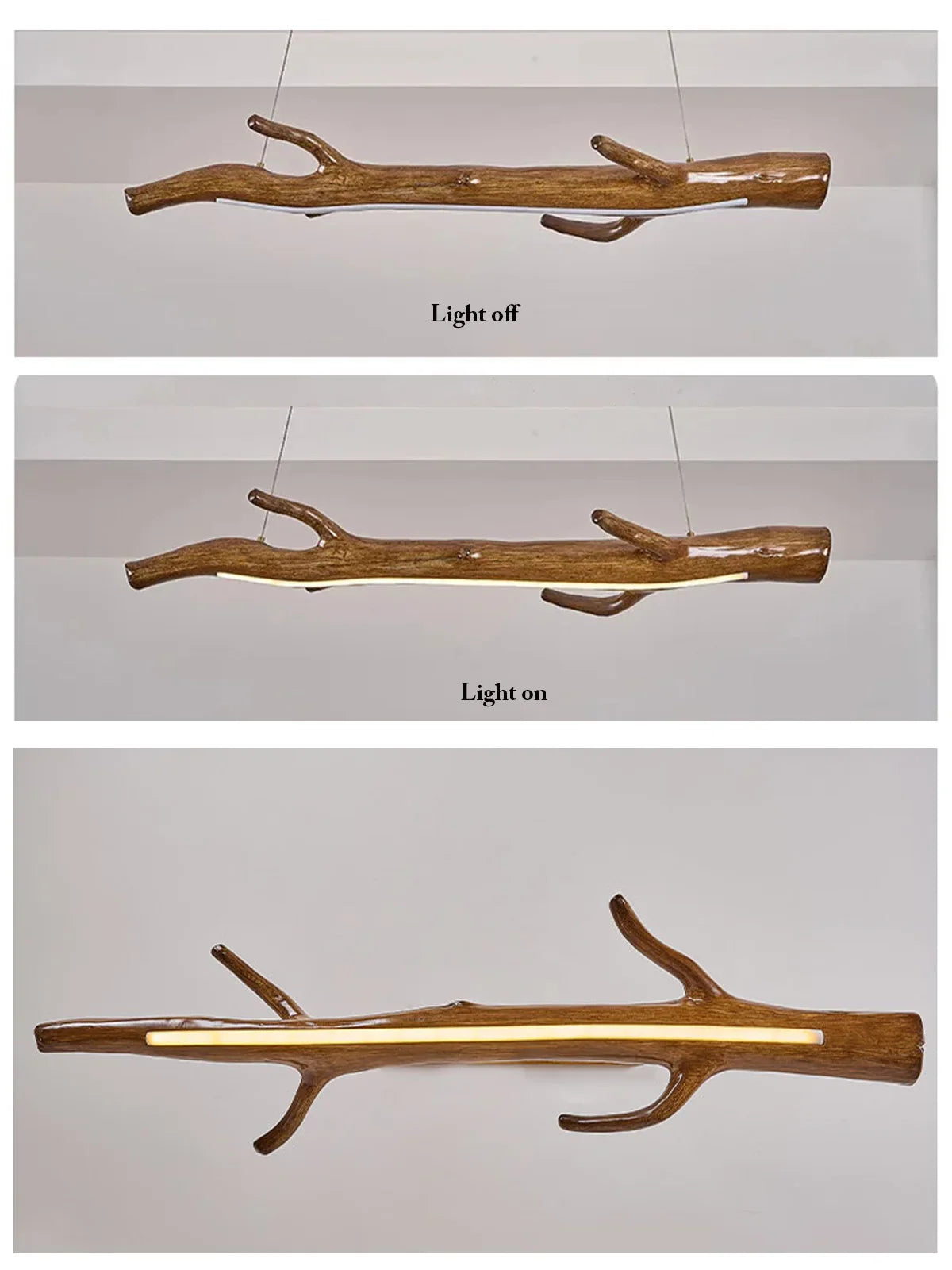 Zen Branch Pendant Light – Rustic Wood Effect LED Hanging Lamp