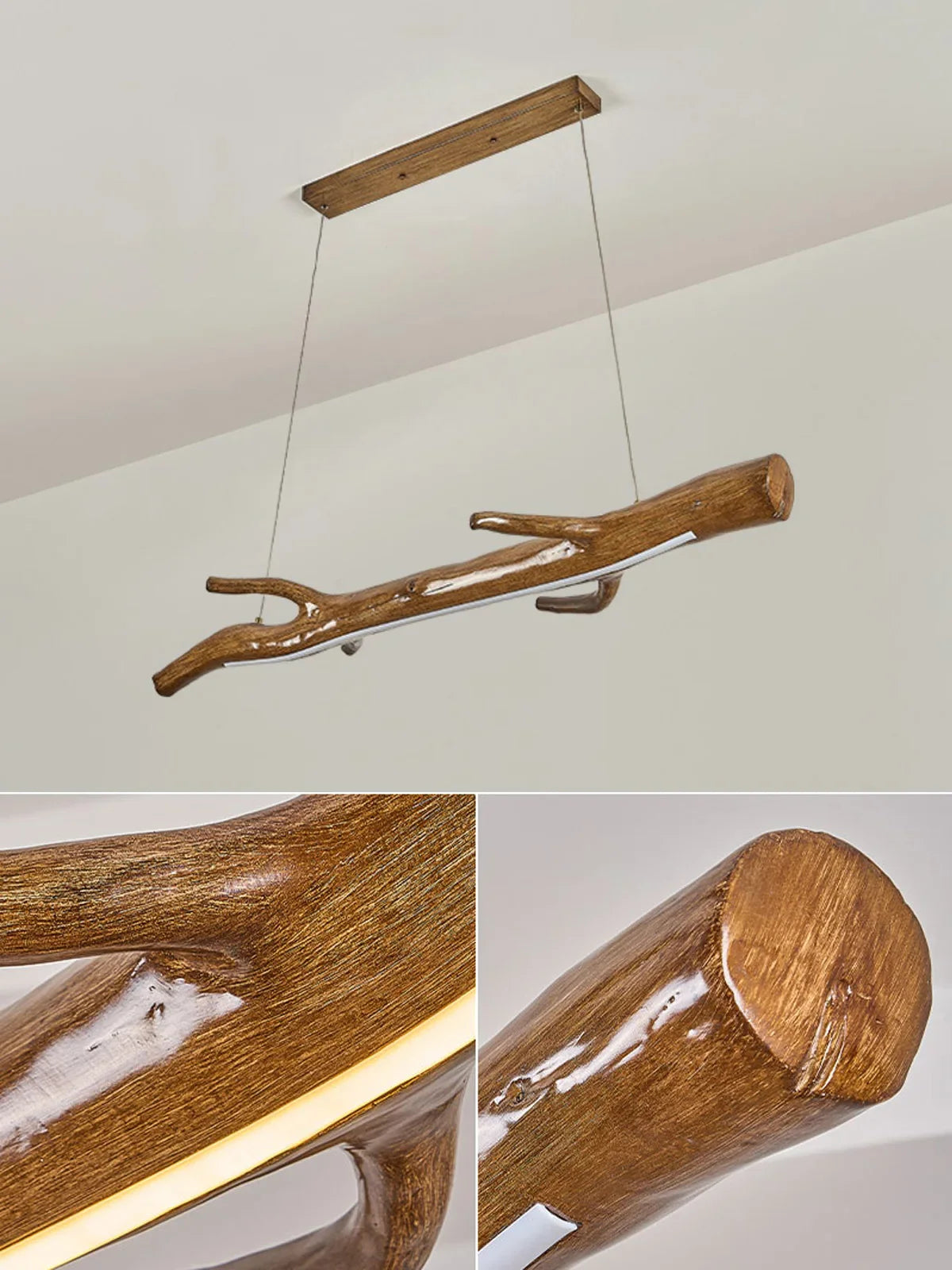 Zen Branch Pendant Light – Rustic Wood Effect LED Hanging Lamp