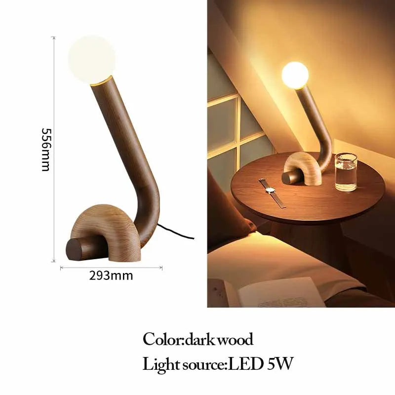 Modern Wooden Table Lamp – Sculptural LED Desk Light