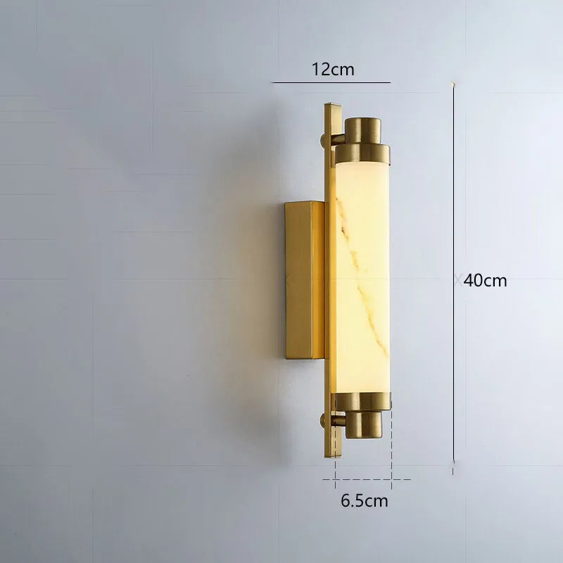 Modern Marble Effect LED Wall Light – Slim Vertical Art Deco Sconce