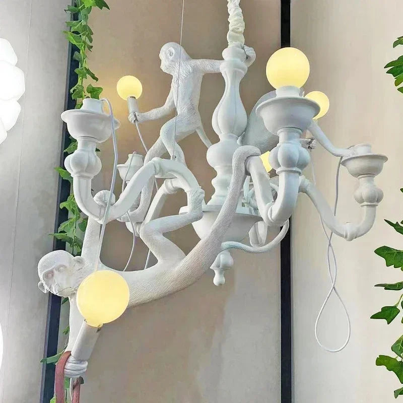 Italian Creative Retro Monkey Chandelier Restaurant Coffee Shop Bedroom Wall Lamps Designer High-end Animal LED Desk Light Decor