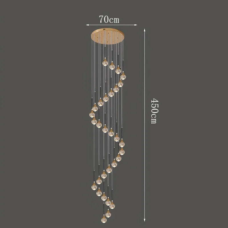 Nordic crystal lamps home decor Chandelier Glass ball living dining room Staircase Duplex indoor High-rise Ceiling Pendant light
