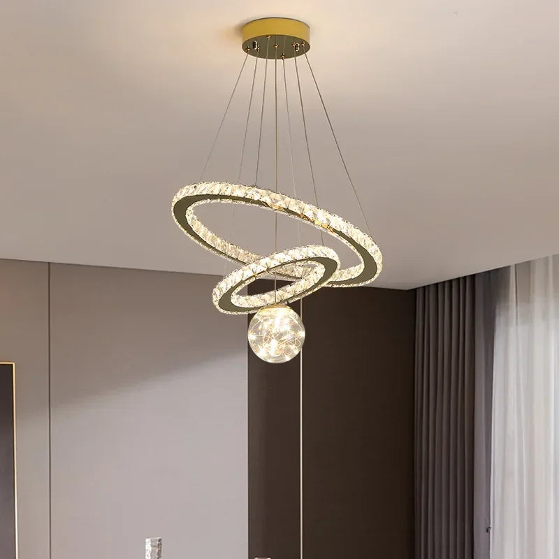 Designer Deluxe Remote Control Crystal LED Pendant Lamp Living  Restaurant Bedroom Kitchen Dimmable Chandelier Home Decor Light