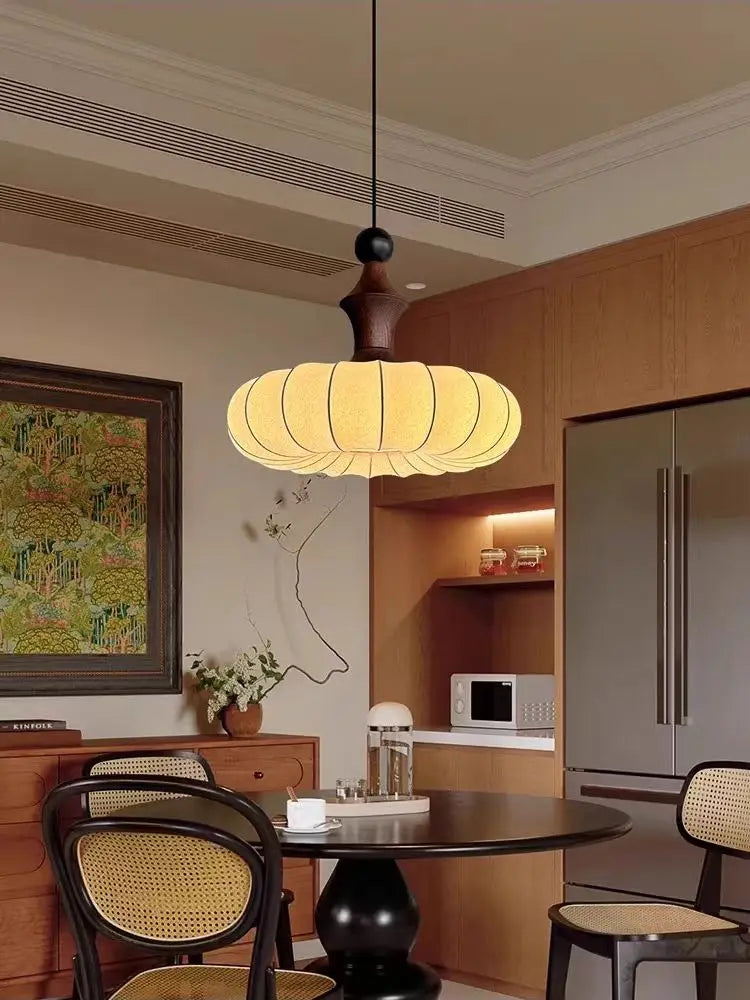 Japanese Style Fabric Pendant Light – Soft Lantern Ceiling Lamp