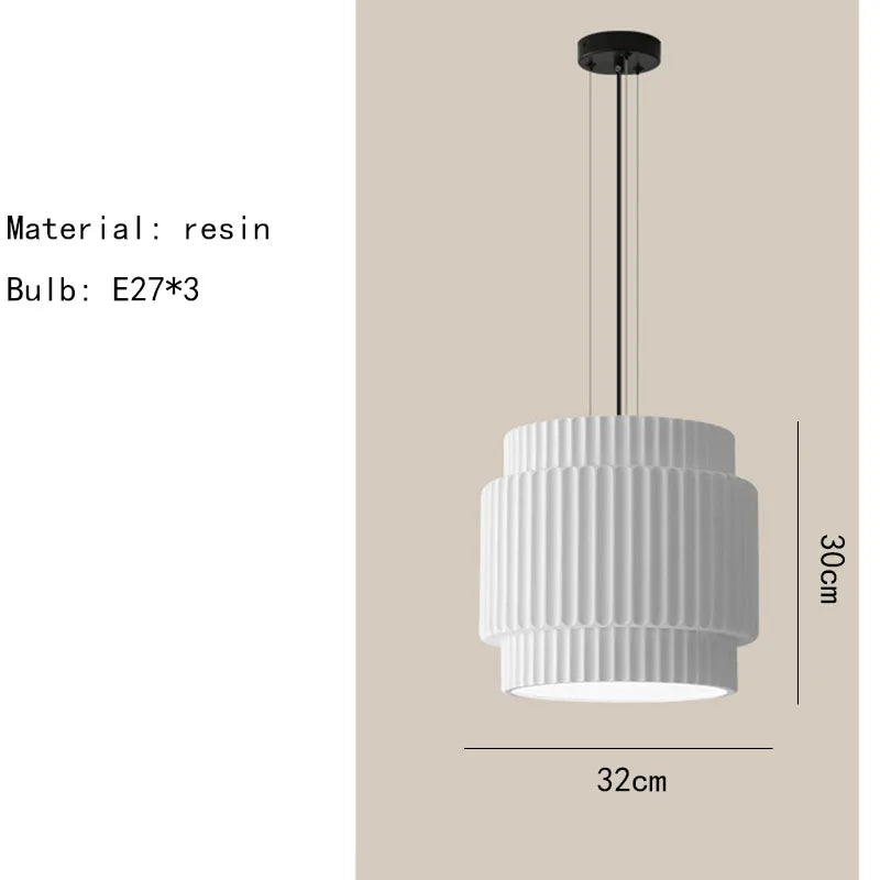 Modern Ribbed Pendant Light – Textured Resin Ceiling Lamp