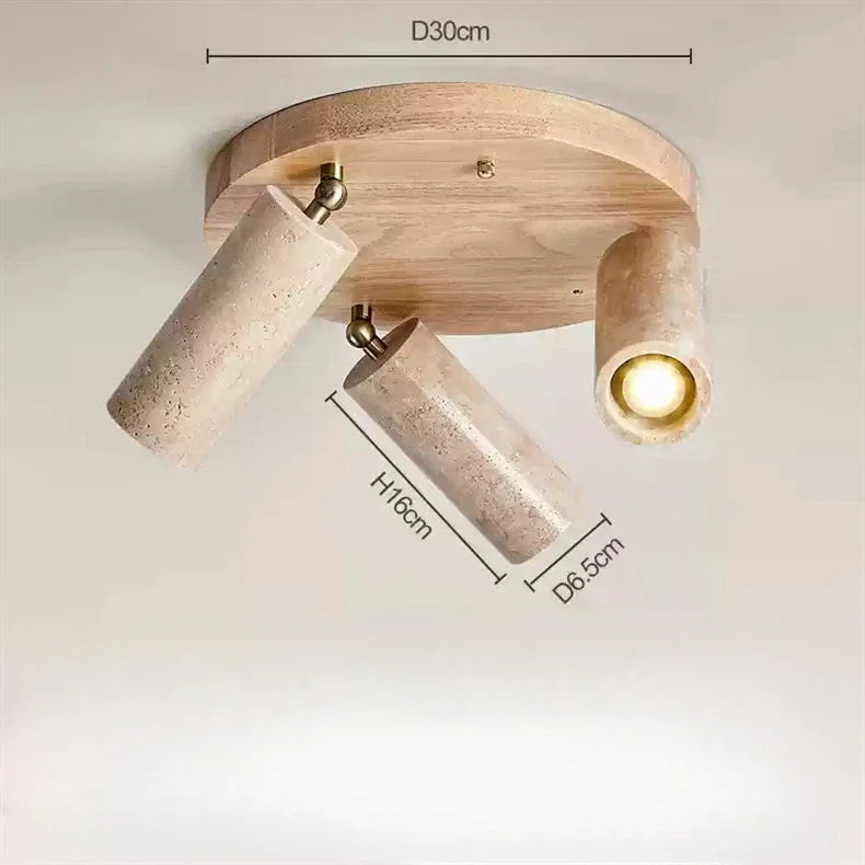 Natural Stone & Wood Ceiling Spotlight – Modern Adjustable LED Track Light