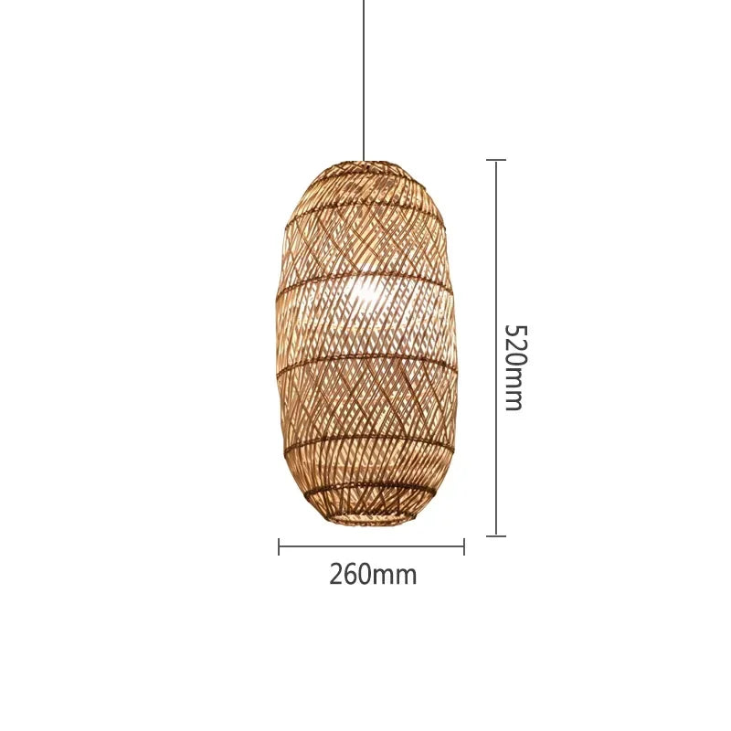 Chinese Handmade Woven Natural Rattan Pendant Lamp Living Room Restaurant Hotel Homestay Bedroom Led Chandelier Art Lights Decor