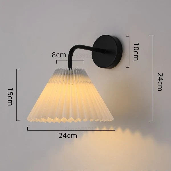 Modern Simple Wall Lamps LED Metal Curved Pleated Lampshade Wall Lamp Nordic Room Decor Living Room Aisle Background Wall Lights