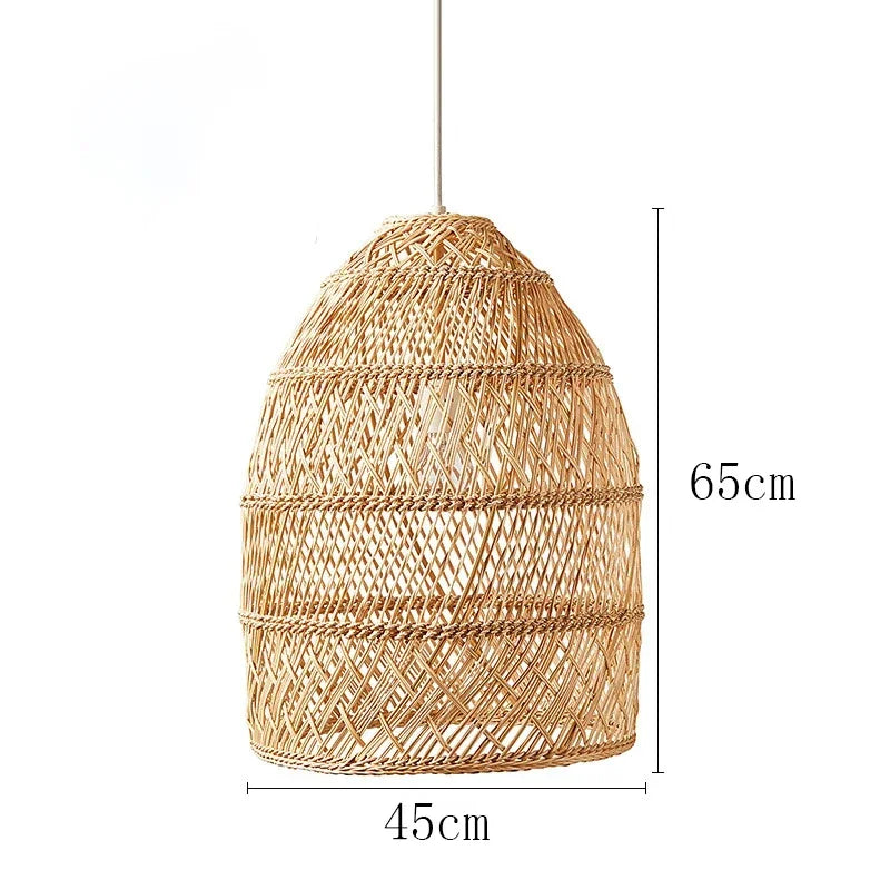 Chinese Handmade Woven Natural Rattan Pendant Lamp Living Room Restaurant Hotel Homestay Bedroom Led Chandelier Art Lights Decor